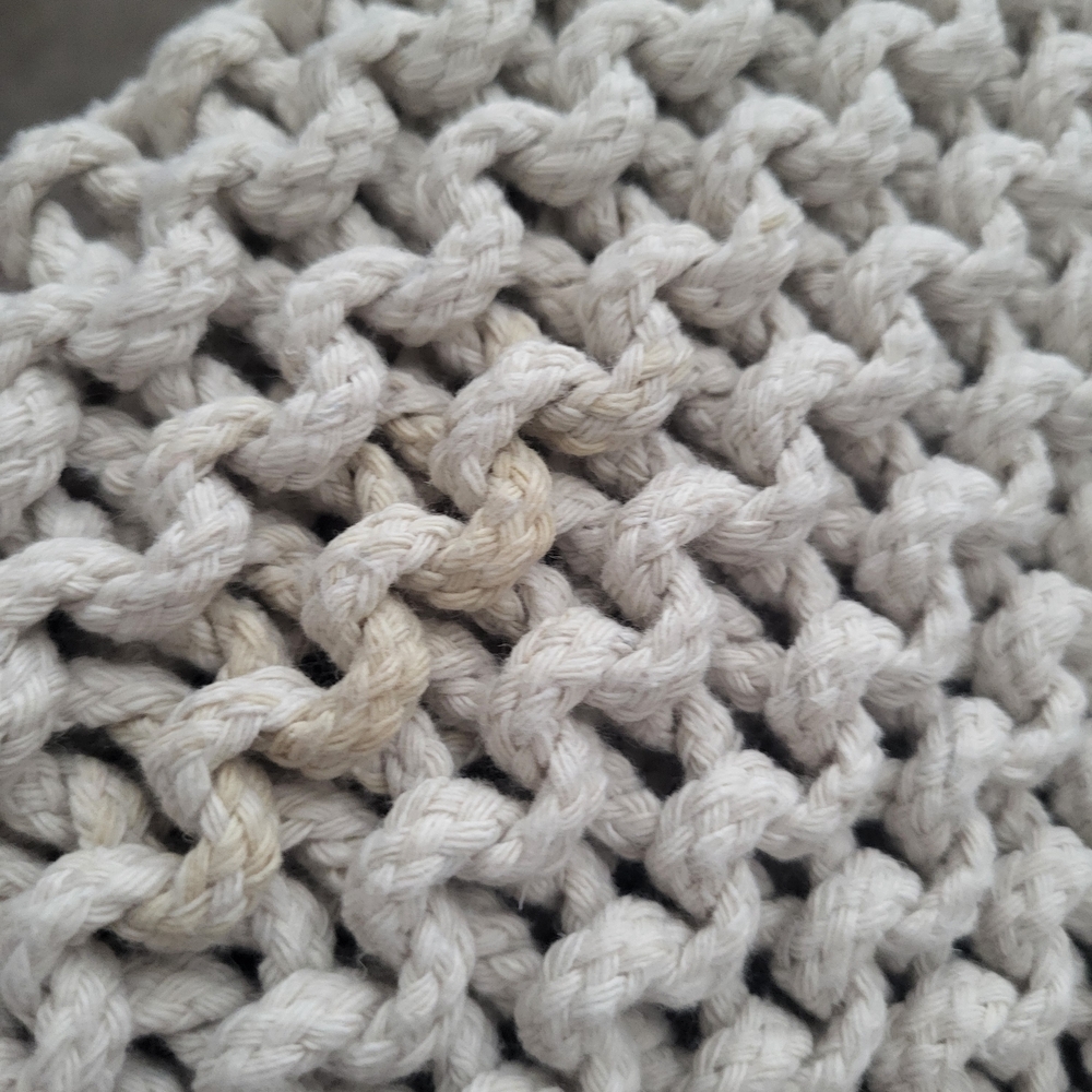 Cream Knit Pouf Ottoman Cover - Picture 8 of 8